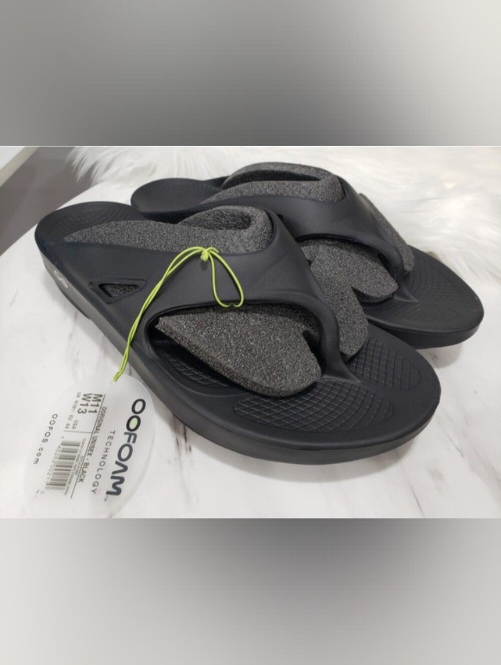 NEW MENS 11 OOFOS OOriginal Unisex Black Sandals SOLID BLACK FLIP FLOP WOMEN 13 - Picture 5 of 5